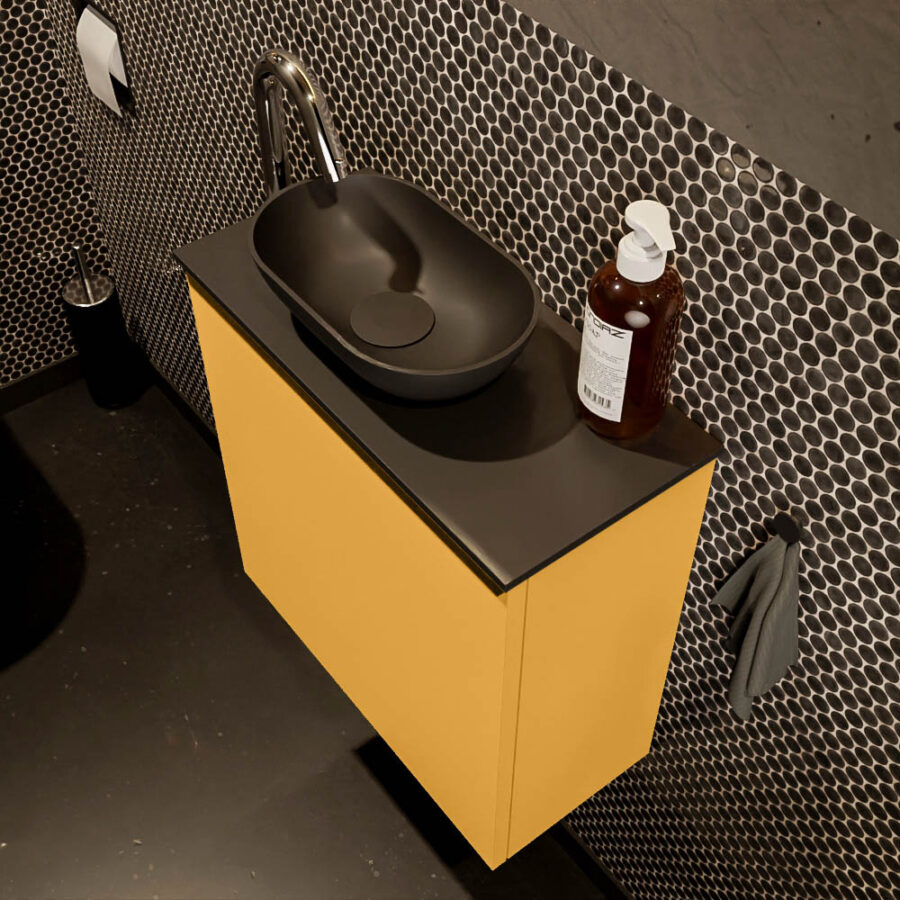 MONDIAZ FOWY toiletmeubel 50cm kleur ocher. Waskom positie links kleur urban | urban. Met 1 kraangat - Afbeelding 3