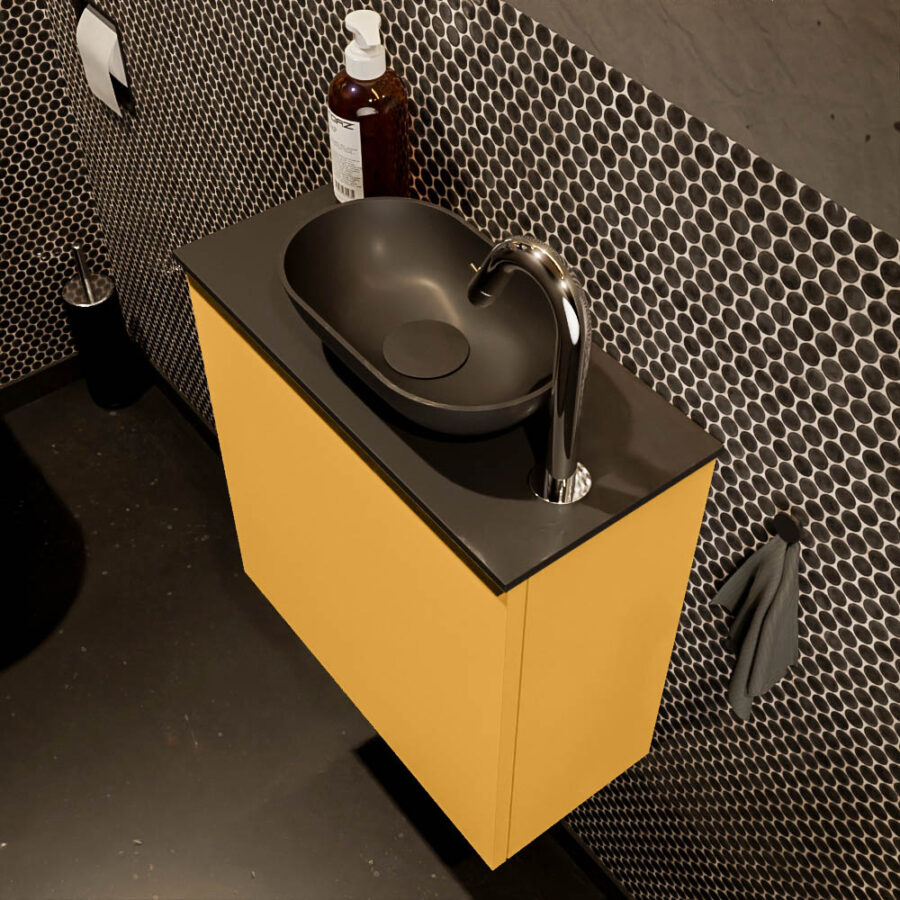 MONDIAZ FOWY toiletmeubel 50cm kleur ocher. Waskom positie rechts kleur urban | urban. Met 1 kraangat - Afbeelding 3