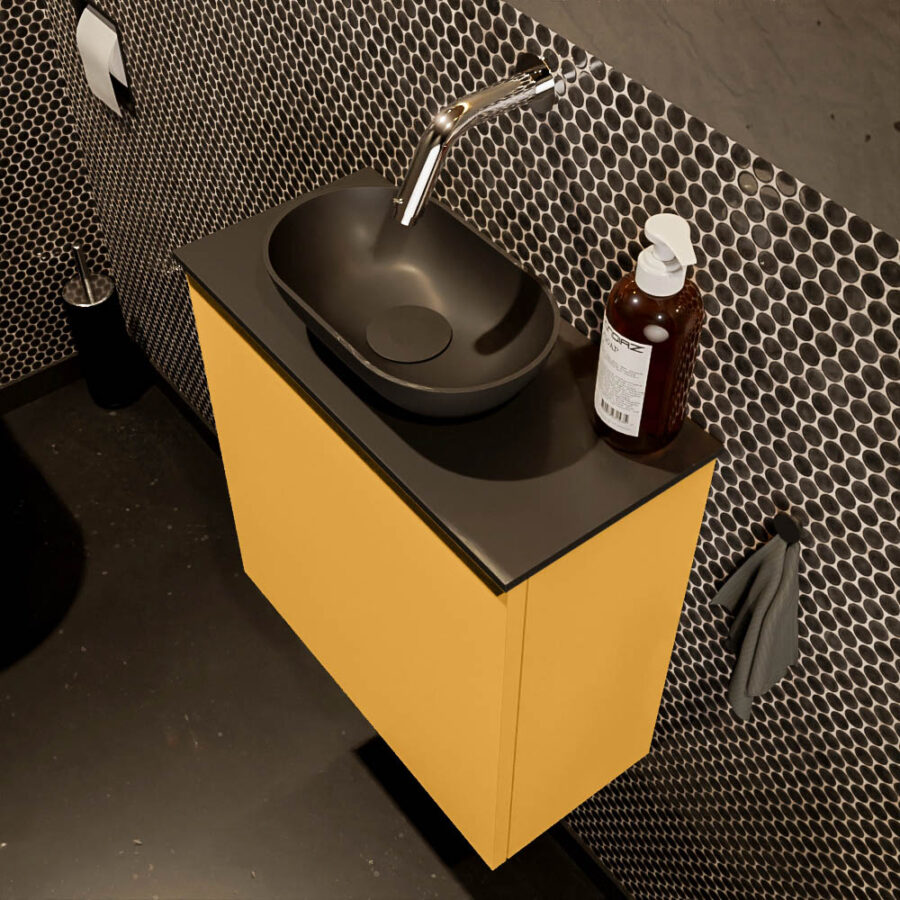 MONDIAZ FOWY toiletmeubel 50cm kleur ocher. Waskom positie midden kleur urban | urban. Zonder kraangat - Afbeelding 3