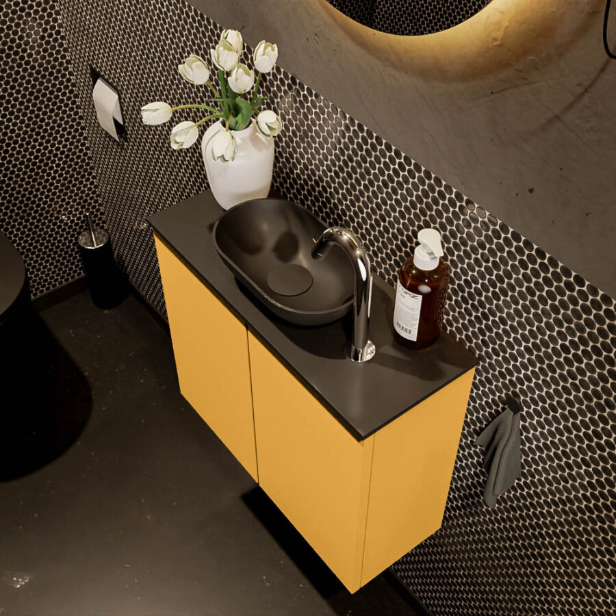 MONDIAZ FOWY toiletmeubel 60cm kleur ocher. Waskom positie midden kleur urban | urban. Met 1 kraangat - Afbeelding 3