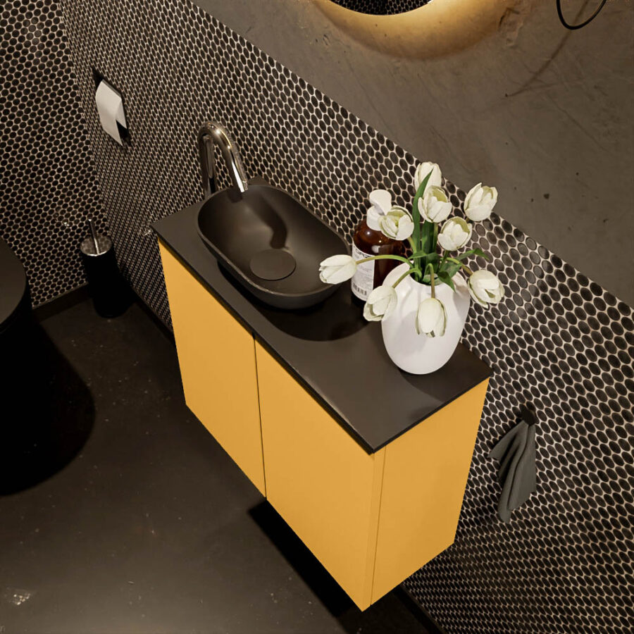 MONDIAZ FOWY toiletmeubel 60cm kleur ocher. Waskom positie links kleur urban | urban. Met 1 kraangat - Afbeelding 3