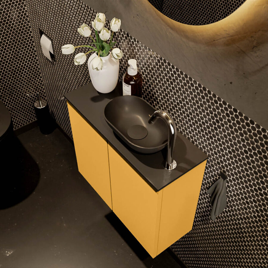 MONDIAZ FOWY toiletmeubel 60cm kleur ocher. Waskom positie rechts kleur urban | urban. Met 1 kraangat - Afbeelding 3