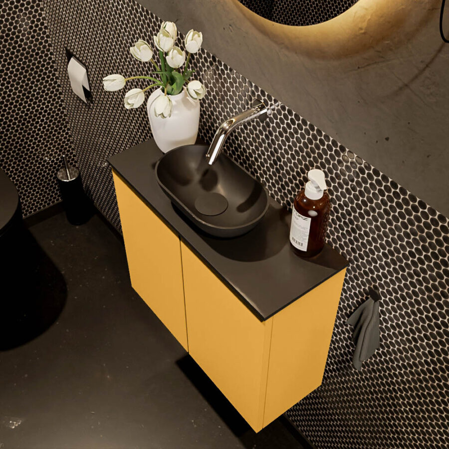 MONDIAZ FOWY toiletmeubel 60cm kleur ocher. Waskom positie midden kleur urban | urban. Zonder kraangat - Afbeelding 3
