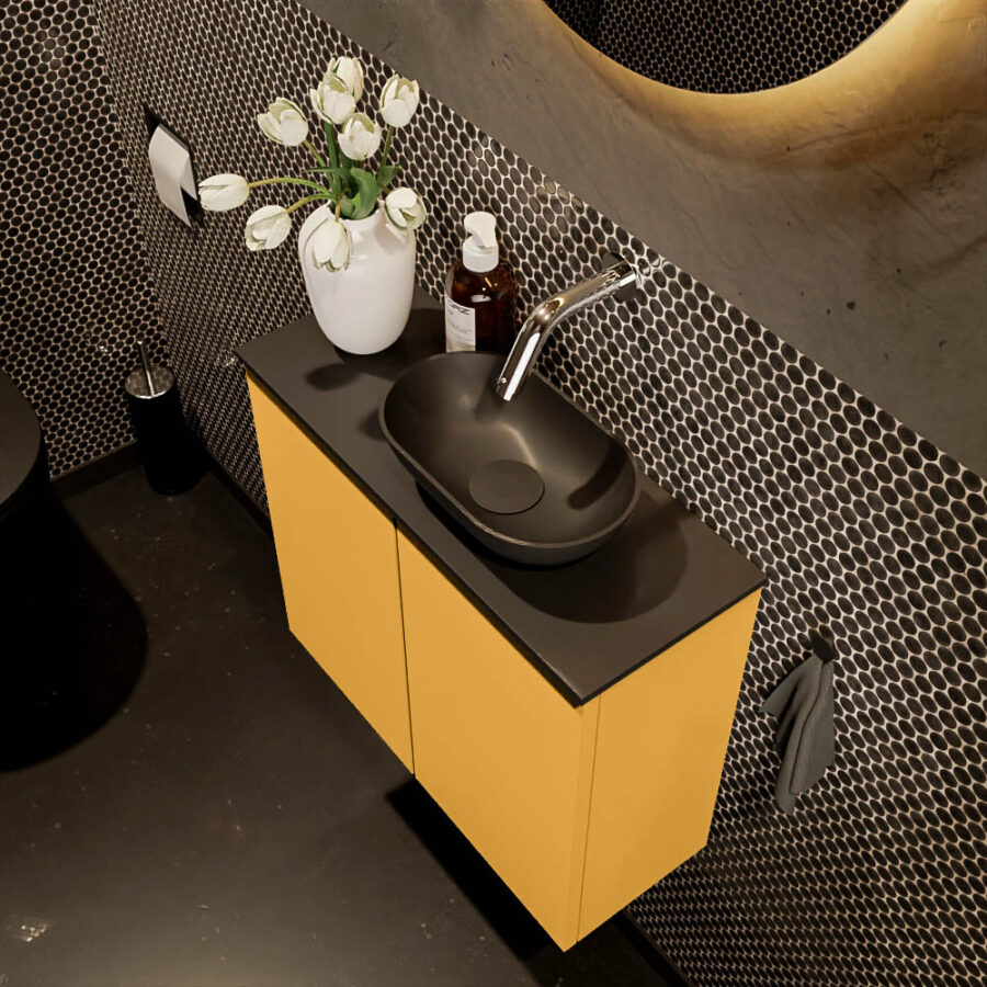 MONDIAZ FOWY toiletmeubel 60cm kleur ocher. Waskom positie rechts kleur urban | urban. Zonder kraangat - Afbeelding 3
