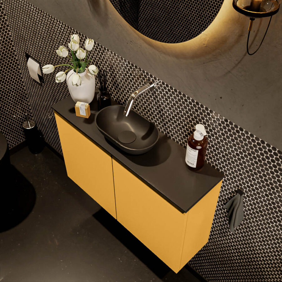 MONDIAZ FOWY toiletmeubel 80cm kleur ocher. Waskom positie midden kleur urban | urban. Zonder kraangat - Afbeelding 3