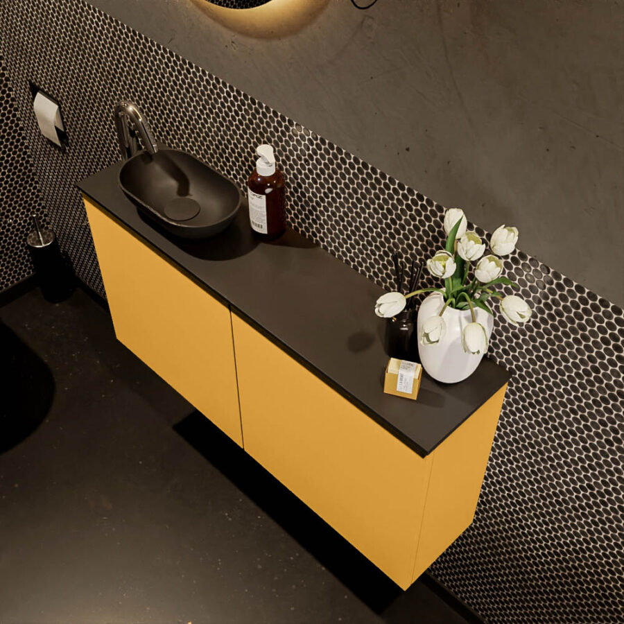 MONDIAZ FOWY toiletmeubel 100cm kleur ocher. Waskom positie links kleur urban | urban. Met 1 kraangat - Afbeelding 3