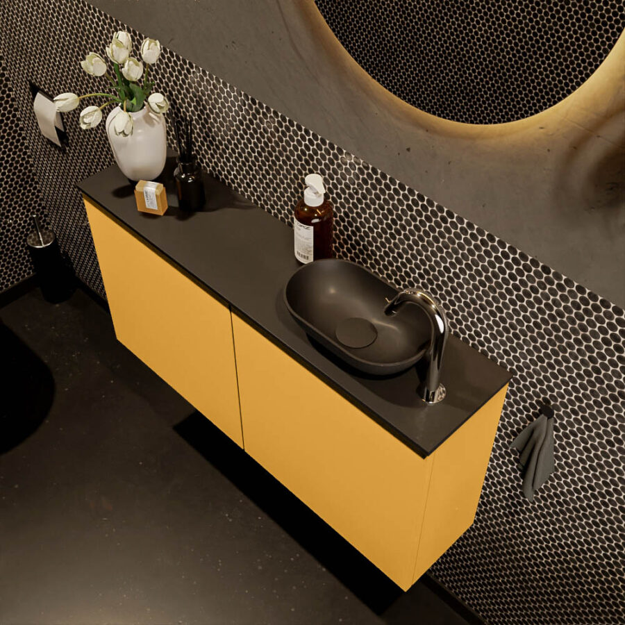 MONDIAZ FOWY toiletmeubel 100cm kleur ocher. Waskom positie rechts kleur urban | urban. Met 1 kraangat - Afbeelding 3