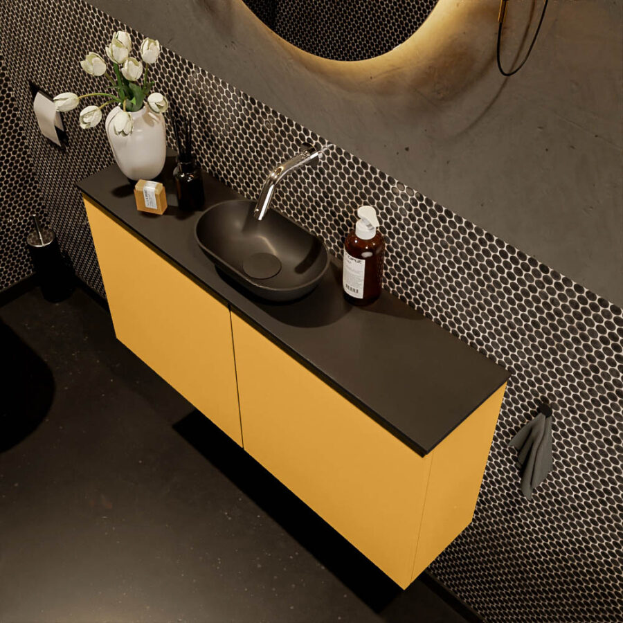 MONDIAZ FOWY toiletmeubel 100cm kleur ocher. Waskom positie midden kleur urban | urban. Zonder kraangat - Afbeelding 3