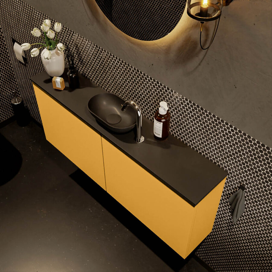 MONDIAZ FOWY toiletmeubel 120cm kleur ocher. Waskom positie midden kleur urban | urban. Met 1 kraangat - Afbeelding 3