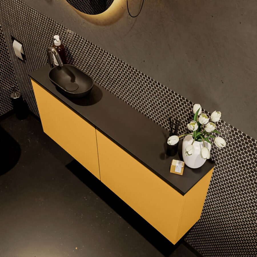 MONDIAZ FOWY toiletmeubel 120cm kleur ocher. Waskom positie links kleur urban | urban. Met 1 kraangat - Afbeelding 3