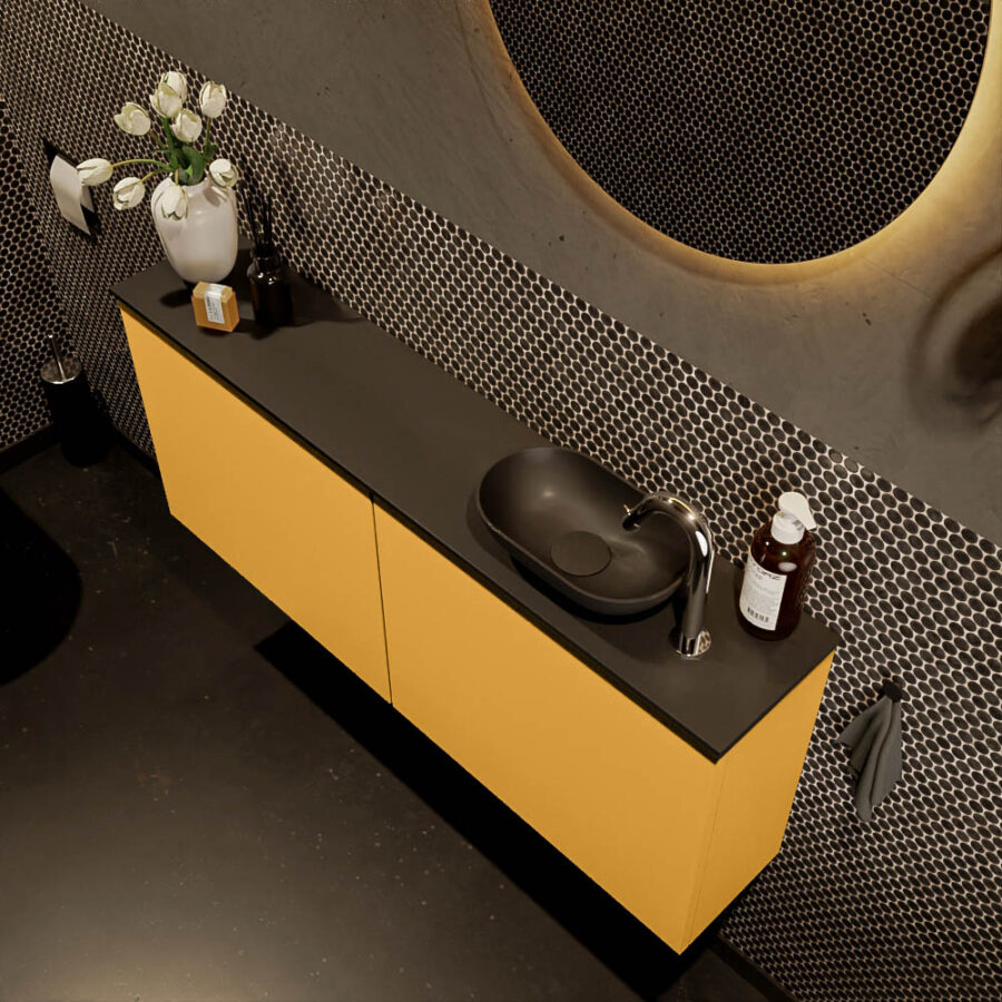 MONDIAZ FOWY toiletmeubel 120cm kleur ocher. Waskom positie rechts kleur urban | urban. Met 1 kraangat - Afbeelding 3