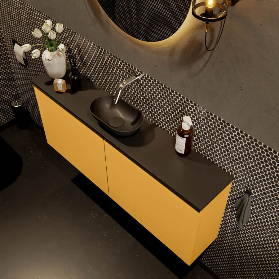 MONDIAZ FOWY toiletmeubel 120cm kleur ocher. Waskom positie midden kleur urban | urban. Zonder kraangat - Afbeelding 3