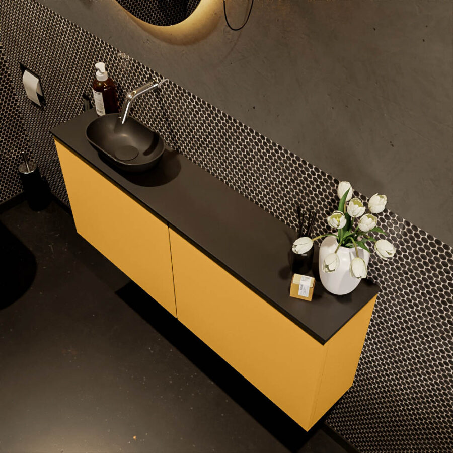 MONDIAZ FOWY toiletmeubel 120cm kleur ocher. Waskom positie links kleur urban | urban. Zonder kraangat - Afbeelding 3