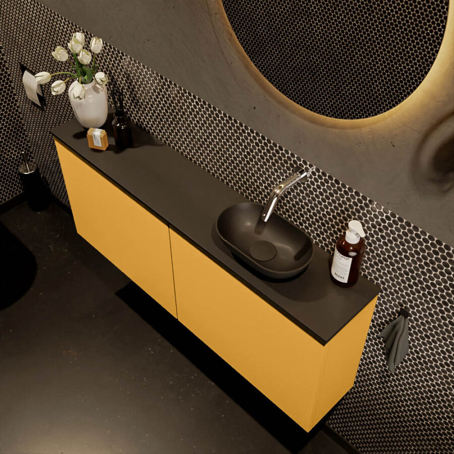 MONDIAZ FOWY toiletmeubel 120cm kleur ocher. Waskom positie rechts kleur urban | urban. Zonder kraangat - Afbeelding 3