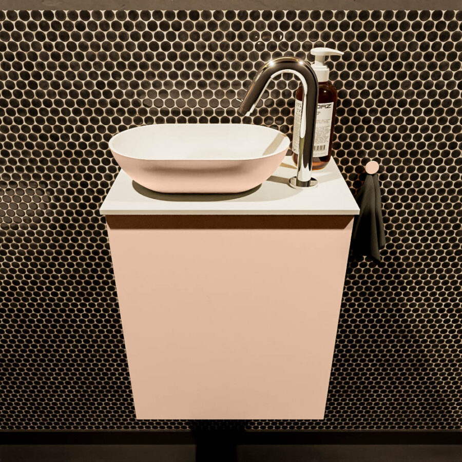MONDIAZ FOWY toiletmeubel 40cm kleur rosee. Waskom positie links kleur rosee | talc. Met 1 kraangat - Afbeelding 2