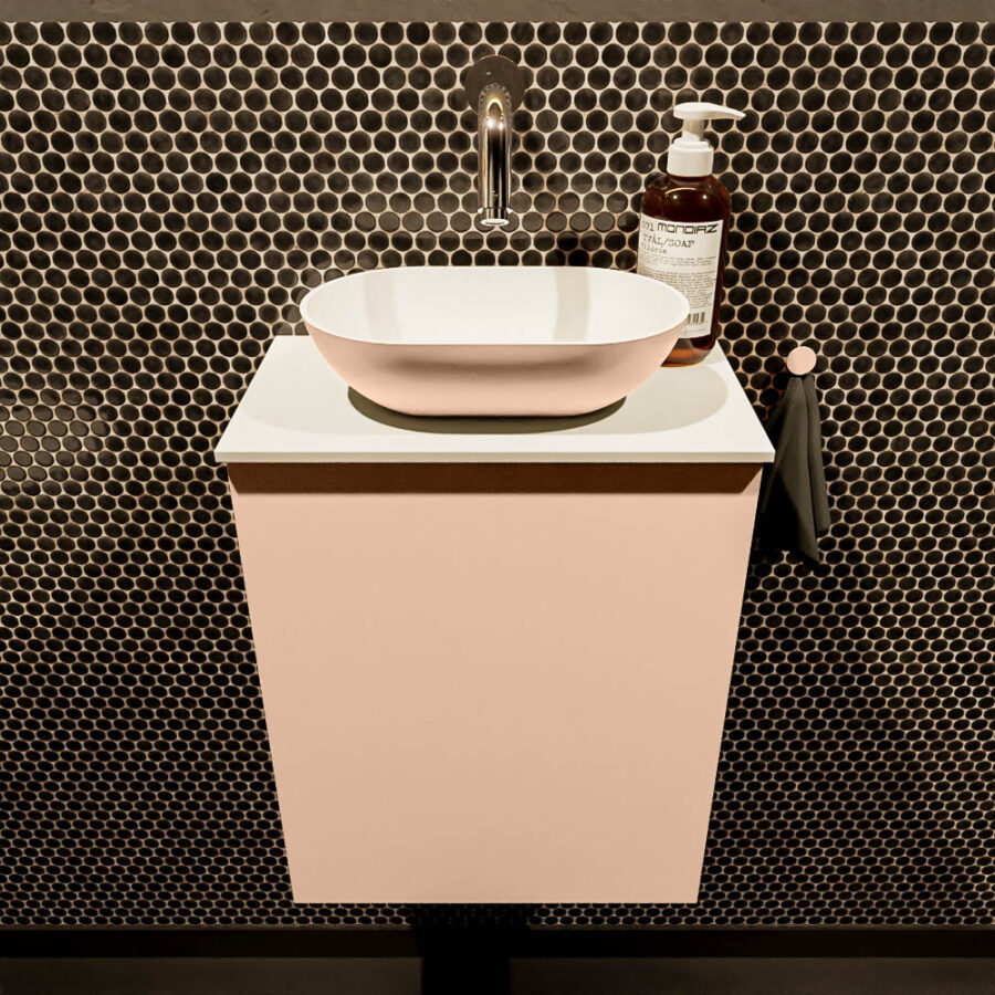 MONDIAZ FOWY toiletmeubel 40cm kleur rosee. Waskom positie midden kleur rosee | talc. Zonder kraangat - Afbeelding 2
