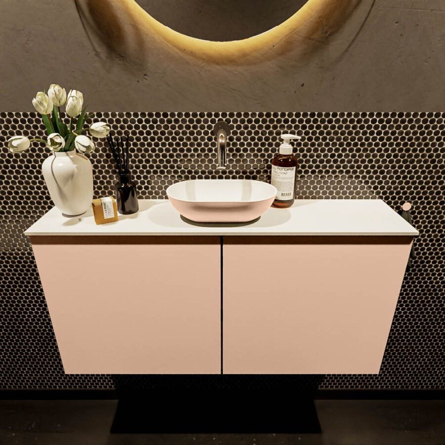 MONDIAZ FOWY toiletmeubel 100cm kleur rosee. Waskom positie midden kleur rosee | talc. Zonder kraangat - Afbeelding 2