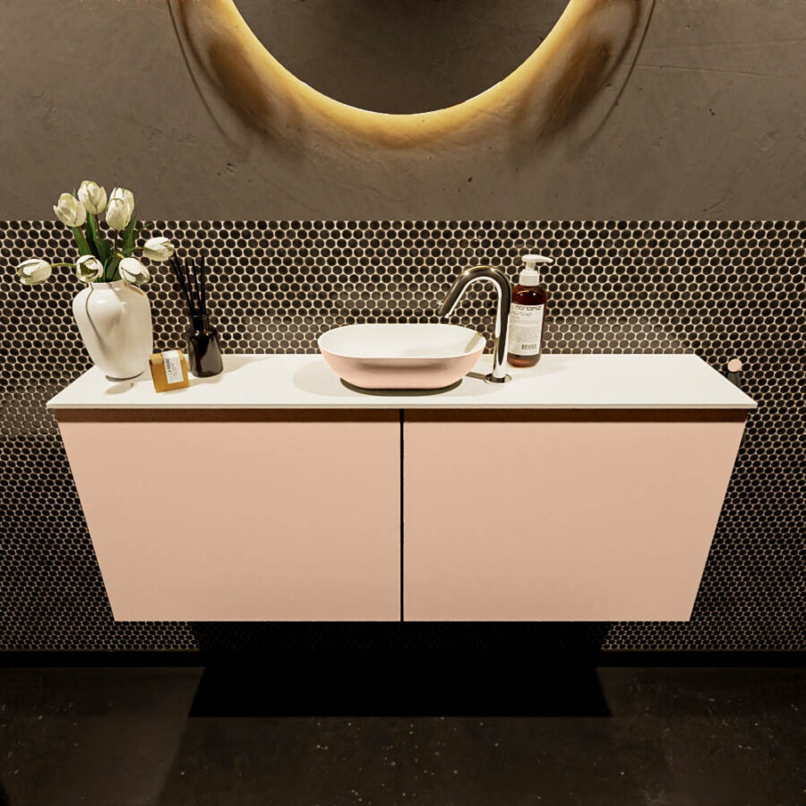 MONDIAZ FOWY toiletmeubel 120cm kleur rosee. Waskom positie midden kleur rosee | talc. Met 1 kraangat - Afbeelding 2