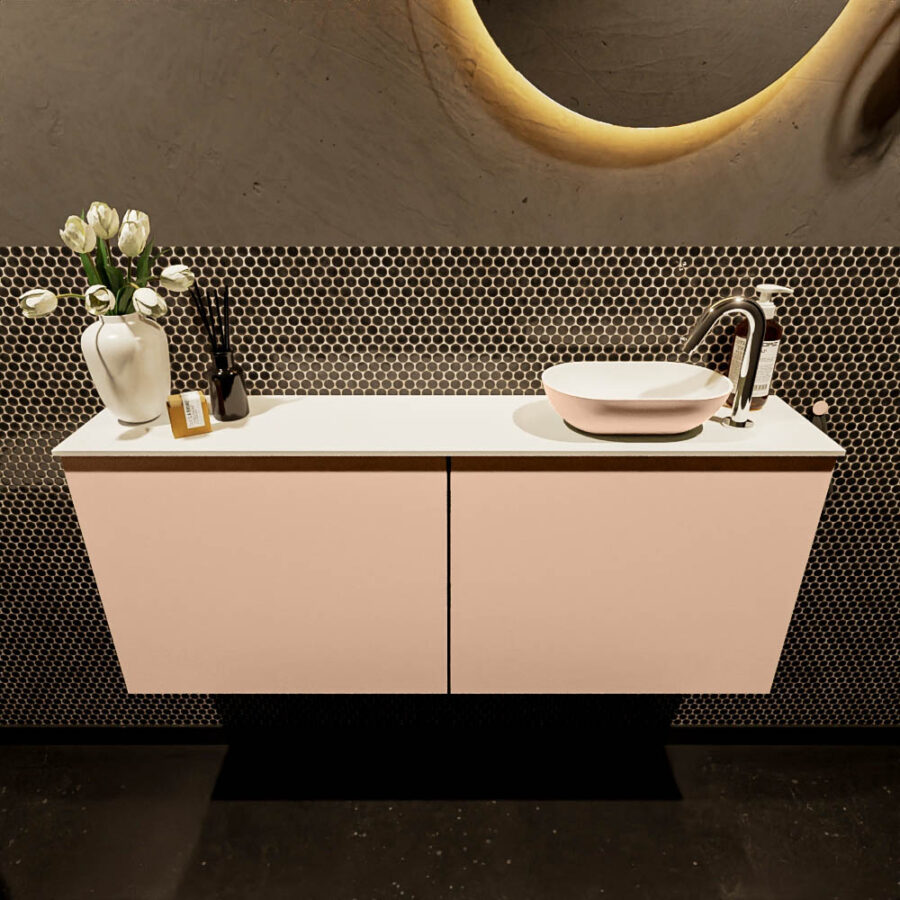 MONDIAZ FOWY toiletmeubel 120cm kleur rosee. Waskom positie rechts kleur rosee | talc. Met 1 kraangat - Afbeelding 2