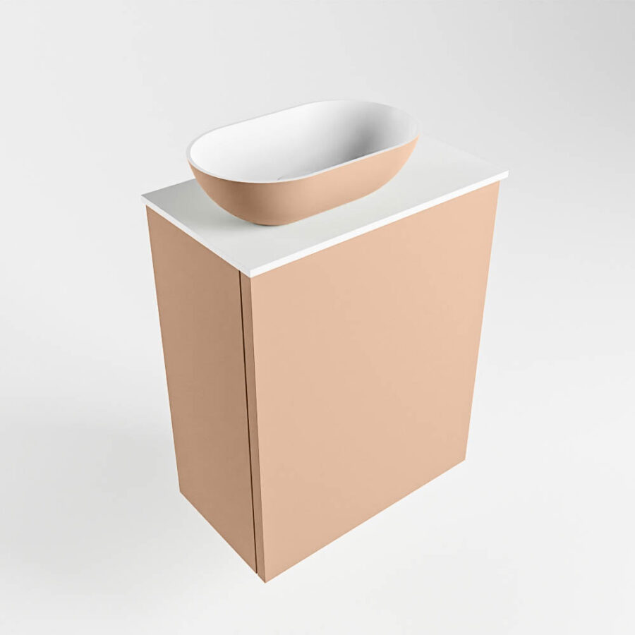 MONDIAZ FOWY toiletmeubel 40cm kleur rosee. Waskom positie links kleur rosee | talc. Met 1 kraangat - Afbeelding 4