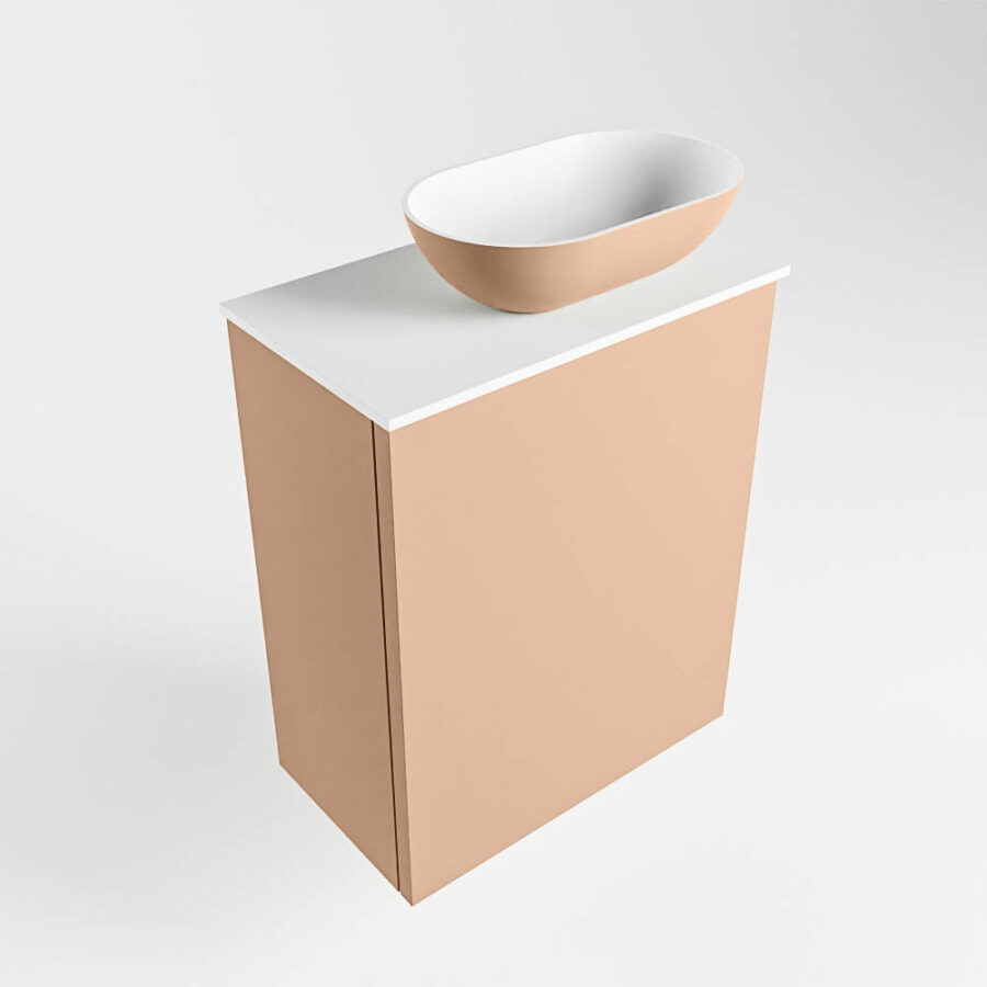 MONDIAZ FOWY toiletmeubel 40cm kleur rosee. Waskom positie rechts kleur rosee | talc. Met 1 kraangat - Afbeelding 4