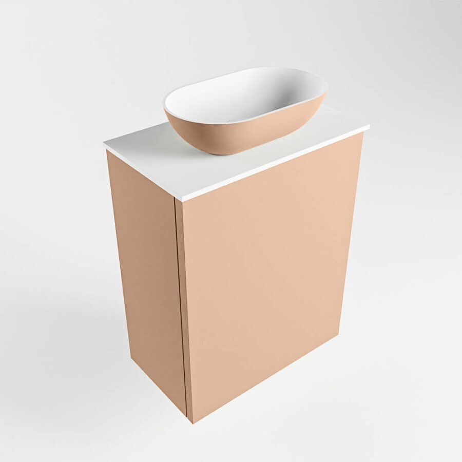 MONDIAZ FOWY toiletmeubel 40cm kleur rosee. Waskom positie midden kleur rosee | talc. Zonder kraangat - Afbeelding 4