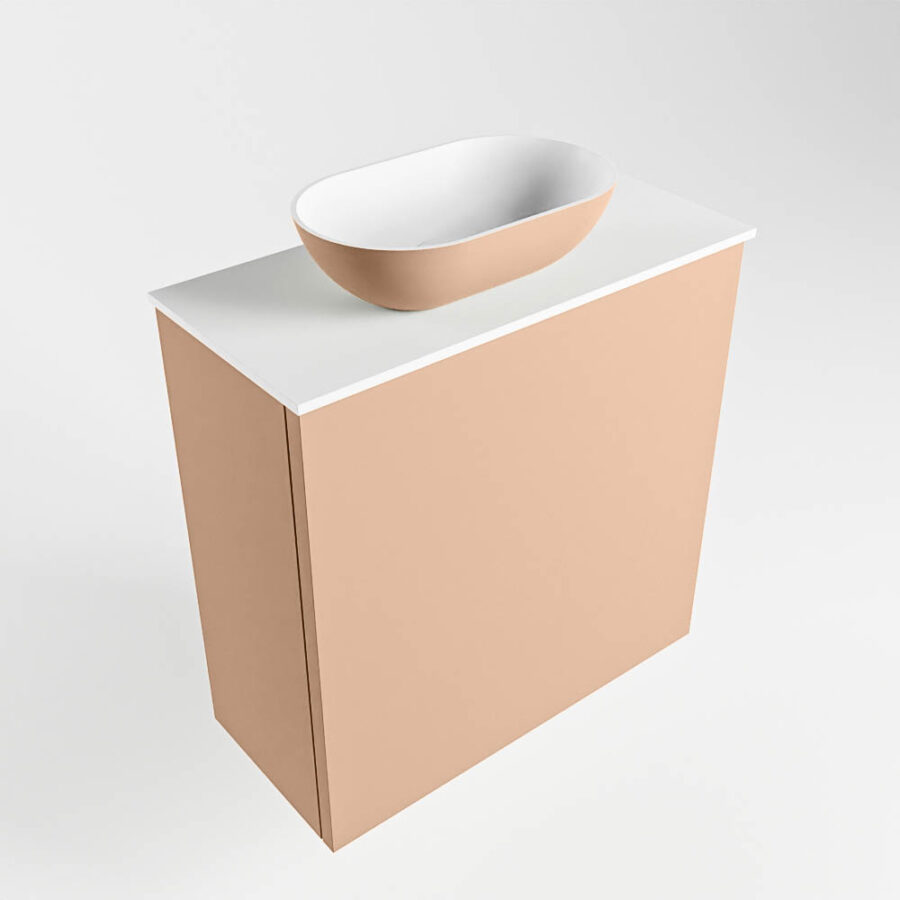 MONDIAZ FOWY toiletmeubel 50cm kleur rosee. Waskom positie links kleur rosee | talc. Met 1 kraangat - Afbeelding 4