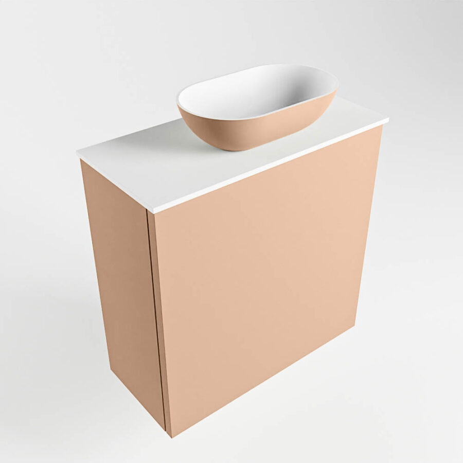 MONDIAZ FOWY toiletmeubel 50cm kleur rosee. Waskom positie rechts kleur rosee | talc. Met 1 kraangat - Afbeelding 4