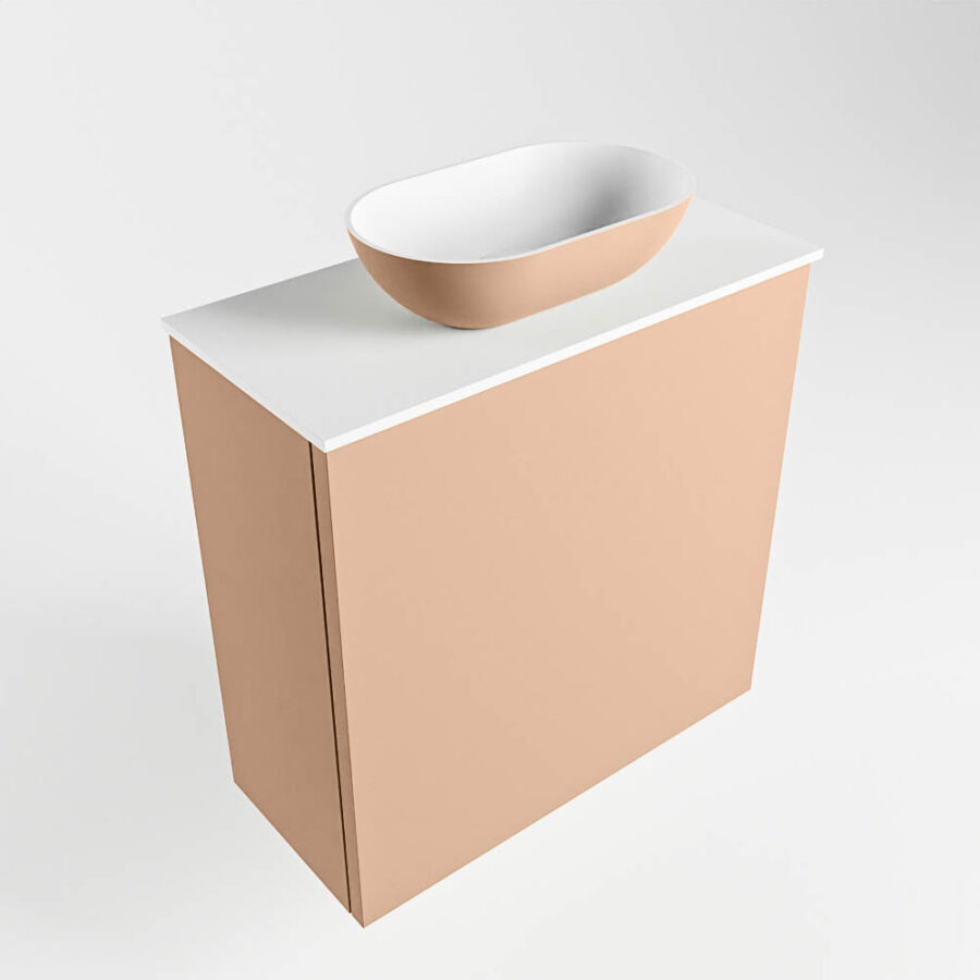 MONDIAZ FOWY toiletmeubel 50cm kleur rosee. Waskom positie midden kleur rosee | talc. Zonder kraangat - Afbeelding 4