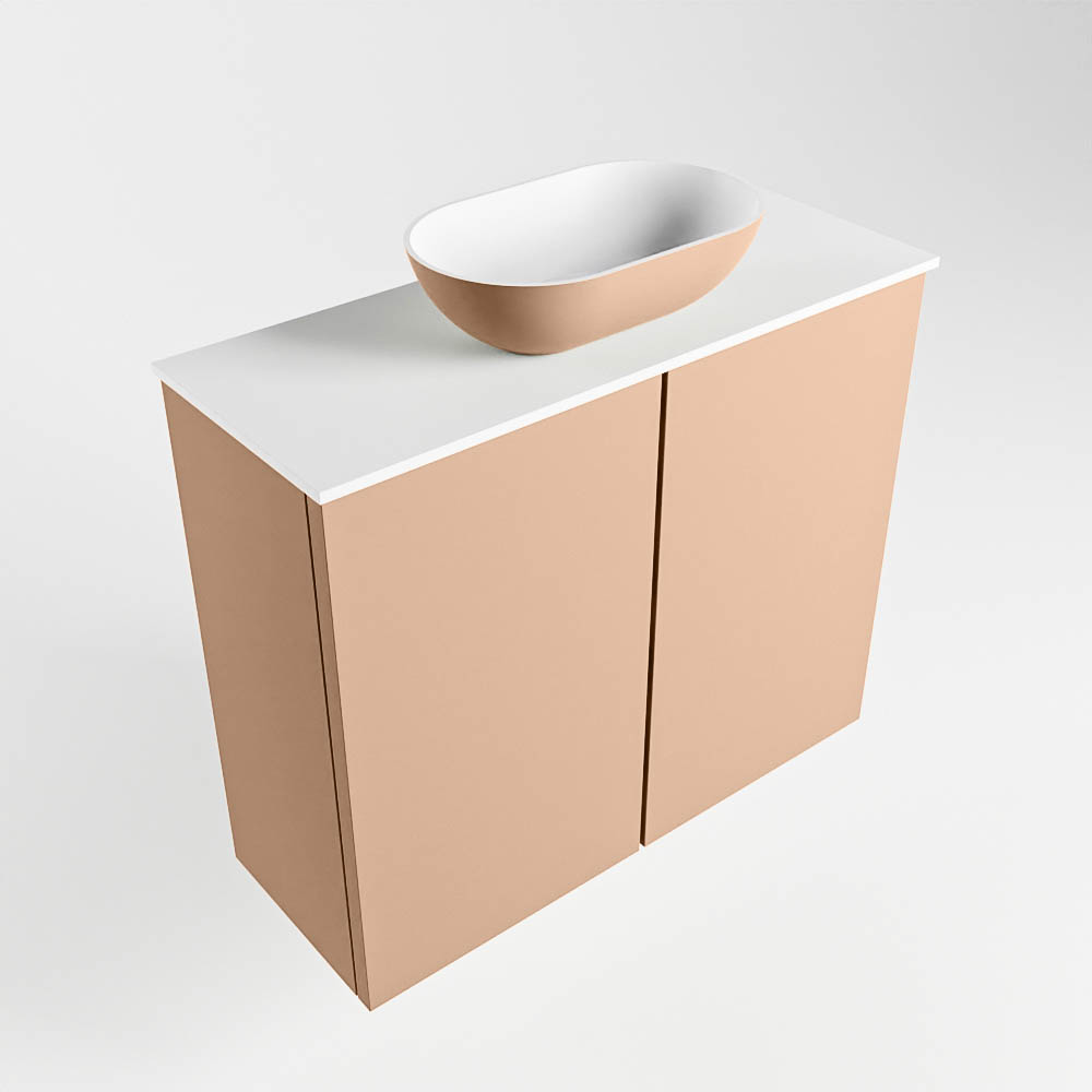 MONDIAZ FOWY toiletmeubel 60cm kleur rosee. Waskom positie midden kleur rosee | talc. Met 1 kraangat - Afbeelding 4