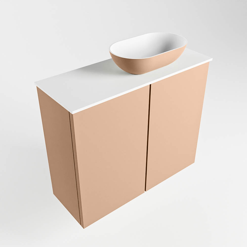 MONDIAZ FOWY toiletmeubel 60cm kleur rosee. Waskom positie rechts kleur rosee | talc. Met 1 kraangat - Afbeelding 4