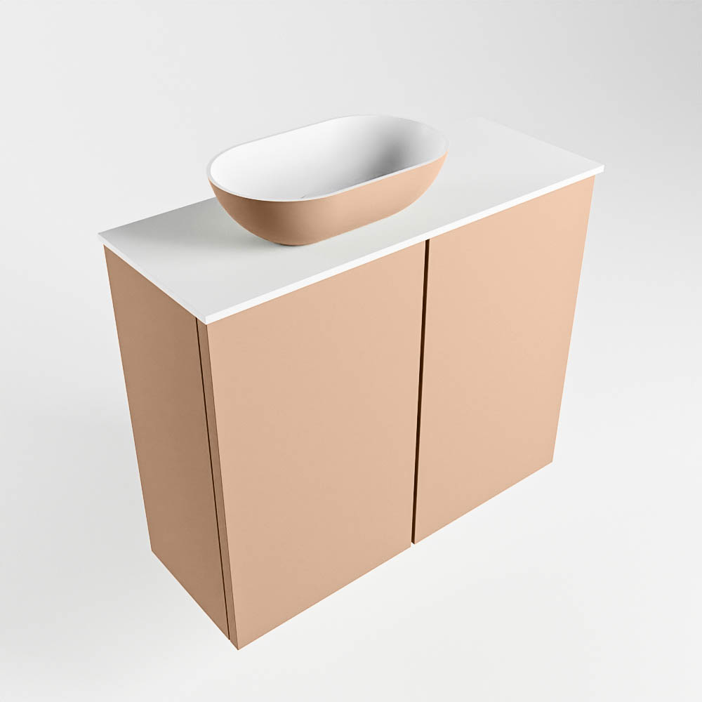 MONDIAZ FOWY toiletmeubel 60cm kleur rosee. Waskom positie links kleur rosee | talc. Zonder kraangat - Afbeelding 4