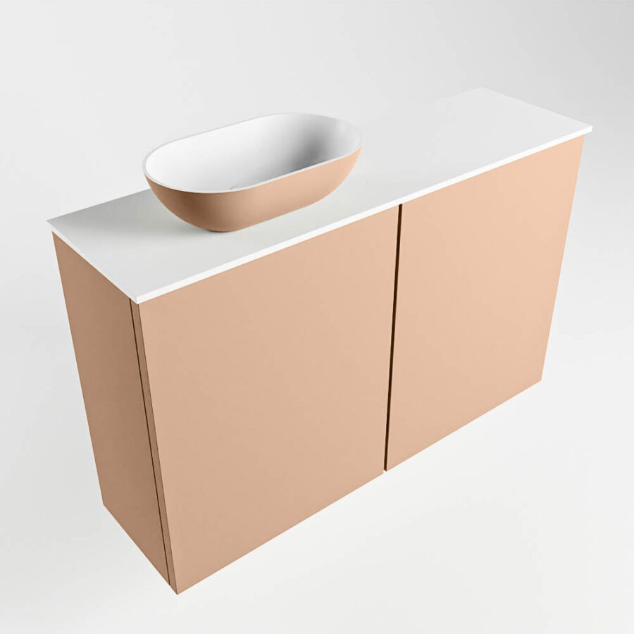 MONDIAZ FOWY toiletmeubel 80cm kleur rosee. Waskom positie links kleur rosee | talc. Met 1 kraangat - Afbeelding 4