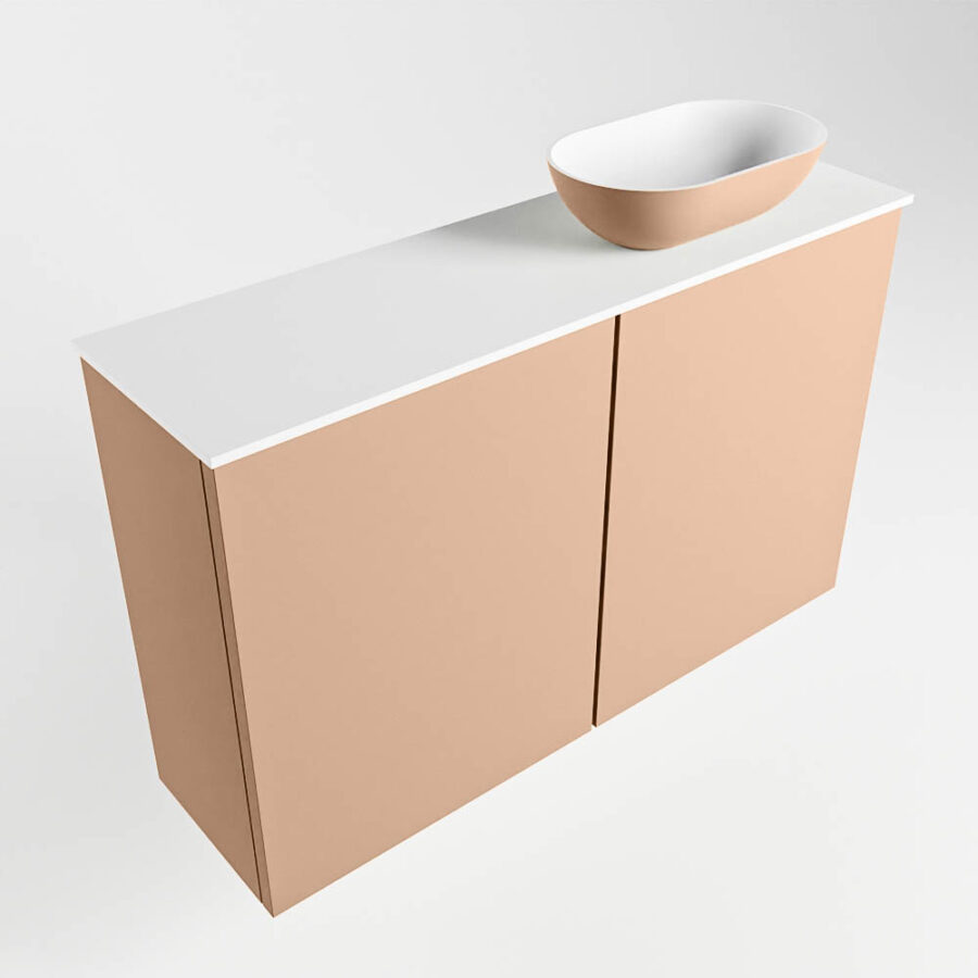 MONDIAZ FOWY toiletmeubel 80cm kleur rosee. Waskom positie rechts kleur rosee | talc. Met 1 kraangat - Afbeelding 4