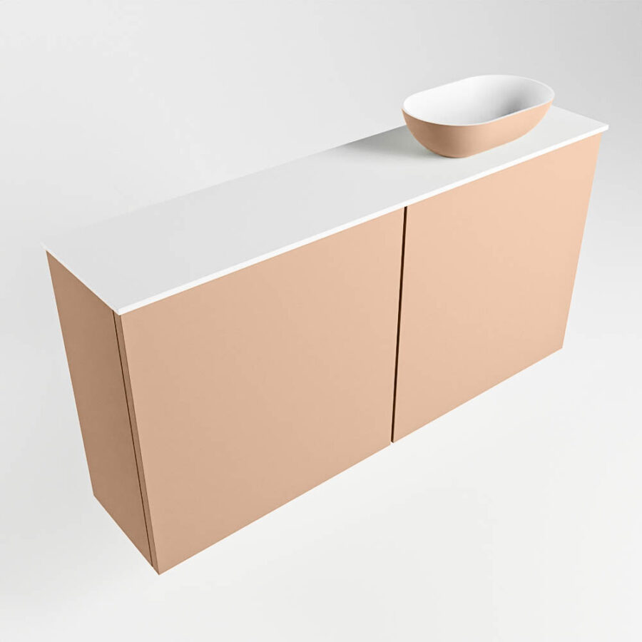 MONDIAZ FOWY toiletmeubel 100cm kleur rosee. Waskom positie rechts kleur rosee | talc. Met 1 kraangat - Afbeelding 4