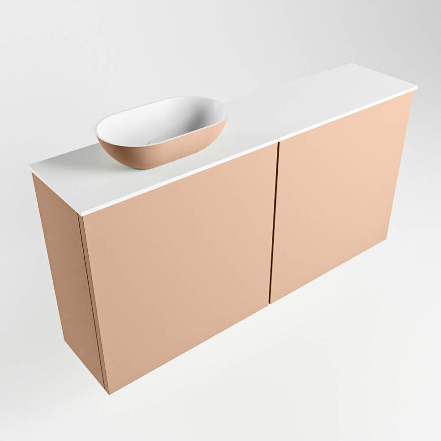 MONDIAZ FOWY toiletmeubel 100cm kleur rosee. Waskom positie links kleur rosee | talc. Zonder kraangat - Afbeelding 4