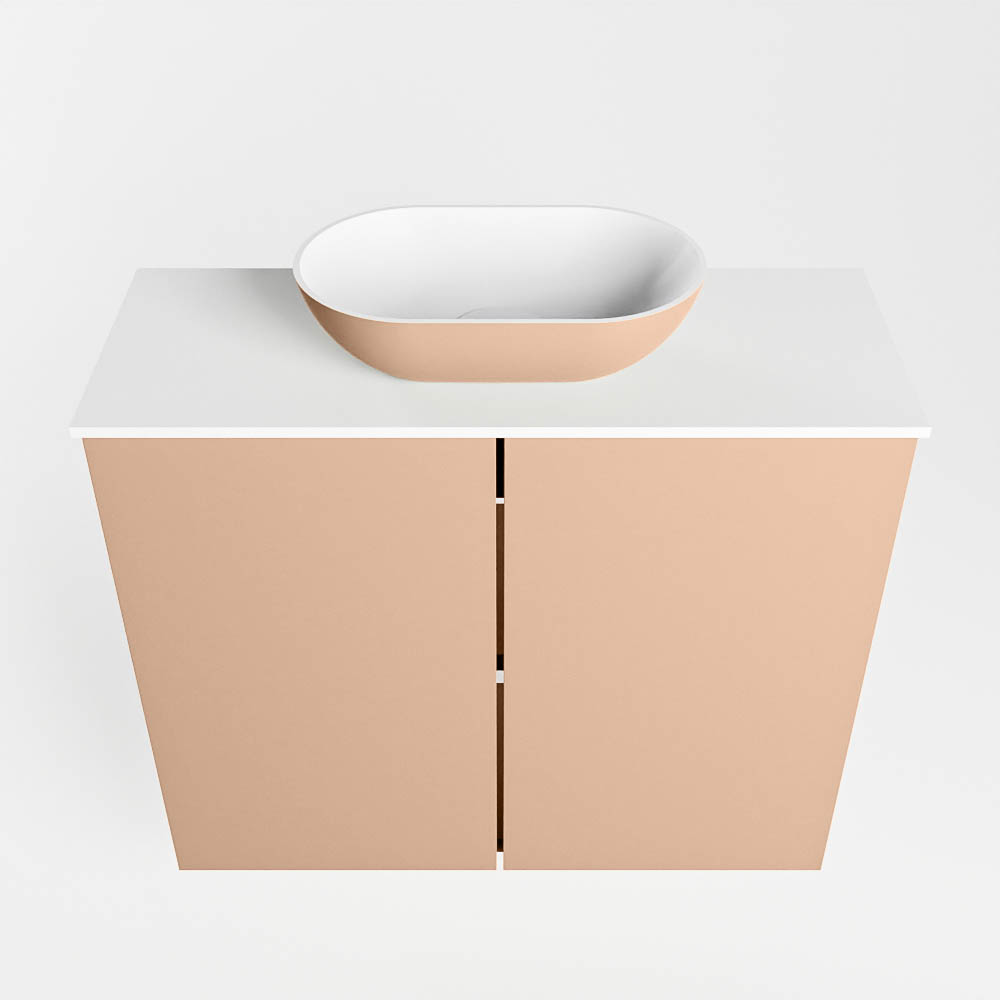 MONDIAZ FOWY toiletmeubel 60cm kleur rosee. Waskom positie midden kleur rosee | talc. Met 1 kraangat - Afbeelding 5