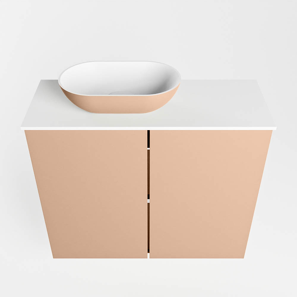 MONDIAZ FOWY toiletmeubel 60cm kleur rosee. Waskom positie links kleur rosee | talc. Zonder kraangat - Afbeelding 5