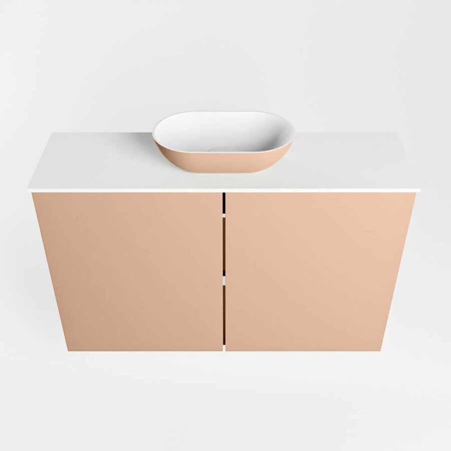 MONDIAZ FOWY toiletmeubel 80cm kleur rosee. Waskom positie midden kleur rosee | talc. Met 1 kraangat - Afbeelding 5
