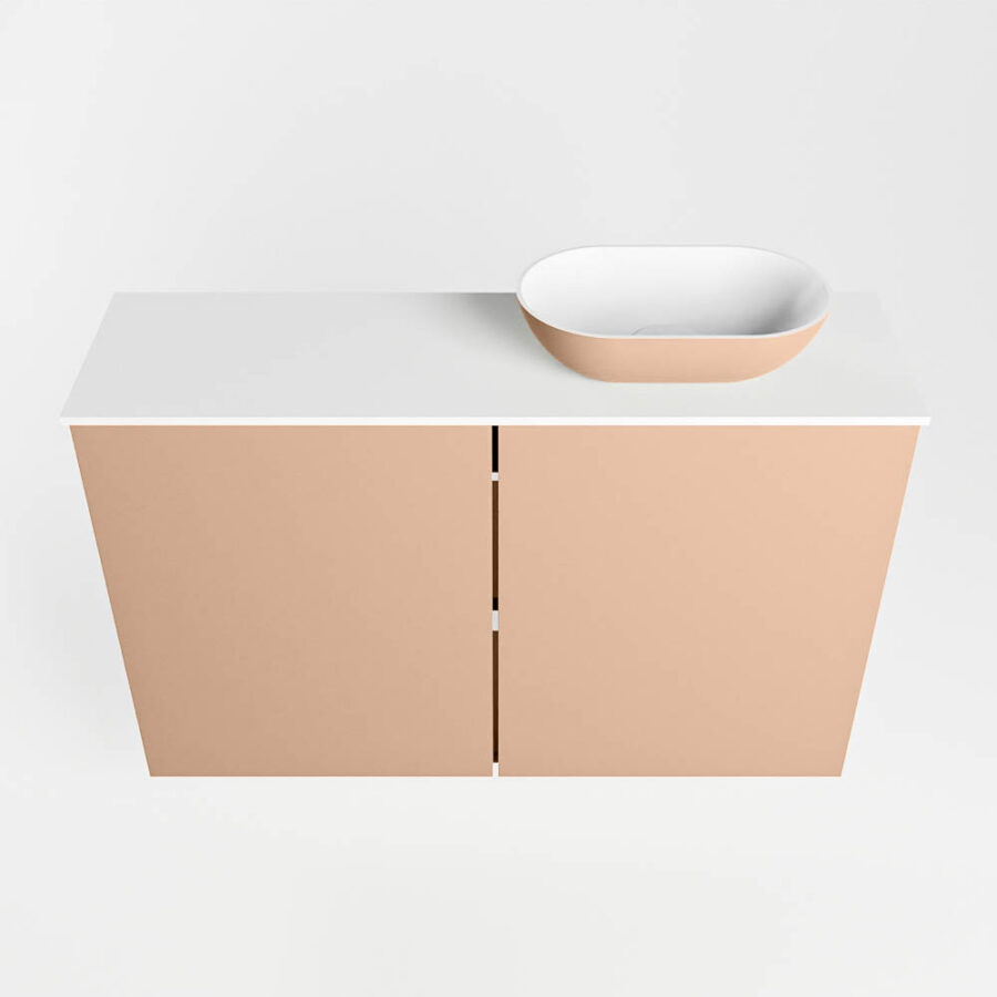 MONDIAZ FOWY toiletmeubel 80cm kleur rosee. Waskom positie rechts kleur rosee | talc. Met 1 kraangat - Afbeelding 5