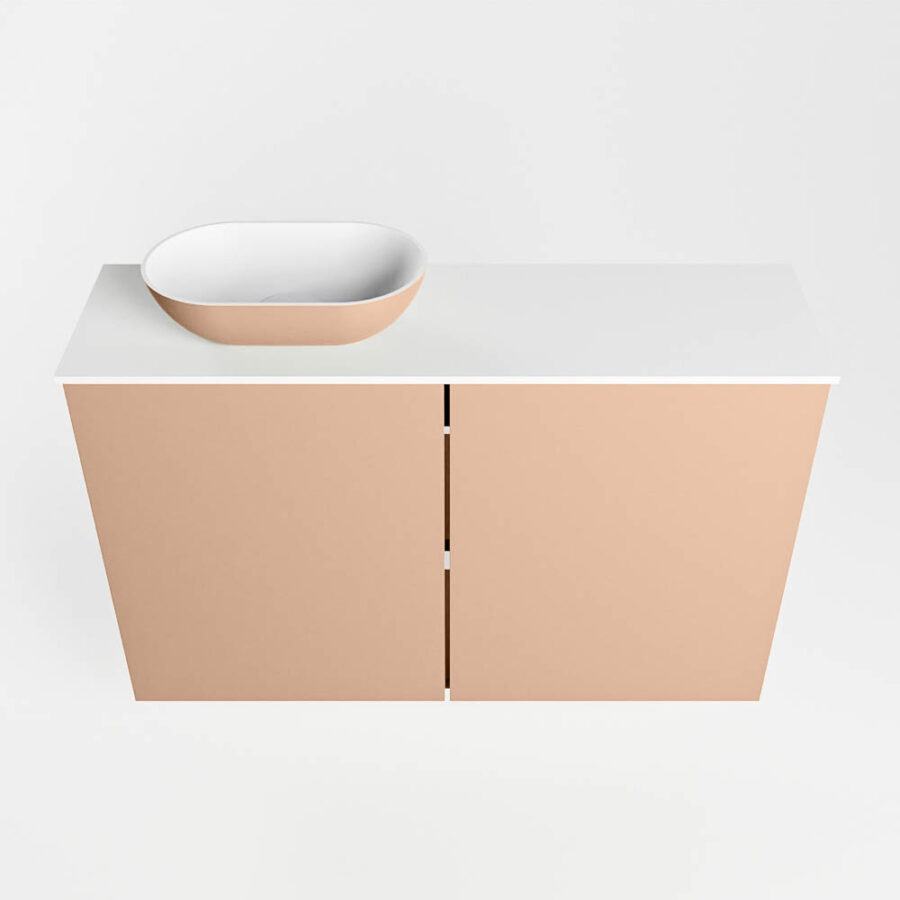 MONDIAZ FOWY toiletmeubel 80cm kleur rosee. Waskom positie links kleur rosee | talc. Zonder kraangat - Afbeelding 5