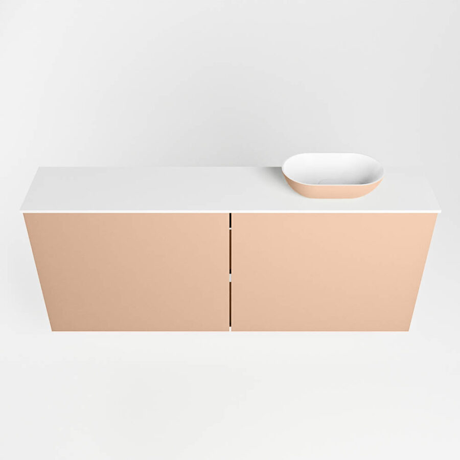 MONDIAZ FOWY toiletmeubel 120cm kleur rosee. Waskom positie rechts kleur rosee | talc. Met 1 kraangat - Afbeelding 5