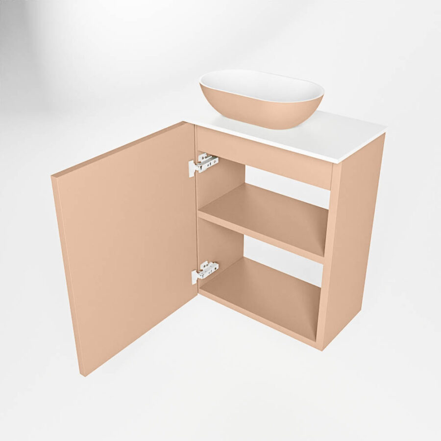 MONDIAZ FOWY toiletmeubel 40cm kleur rosee. Waskom positie links kleur rosee | talc. Met 1 kraangat - Afbeelding 6