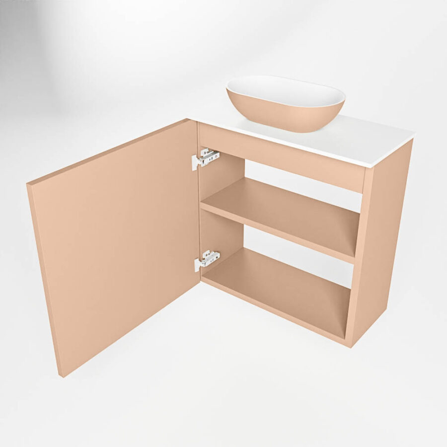 MONDIAZ FOWY toiletmeubel 50cm kleur rosee. Waskom positie links kleur rosee | talc. Met 1 kraangat - Afbeelding 6