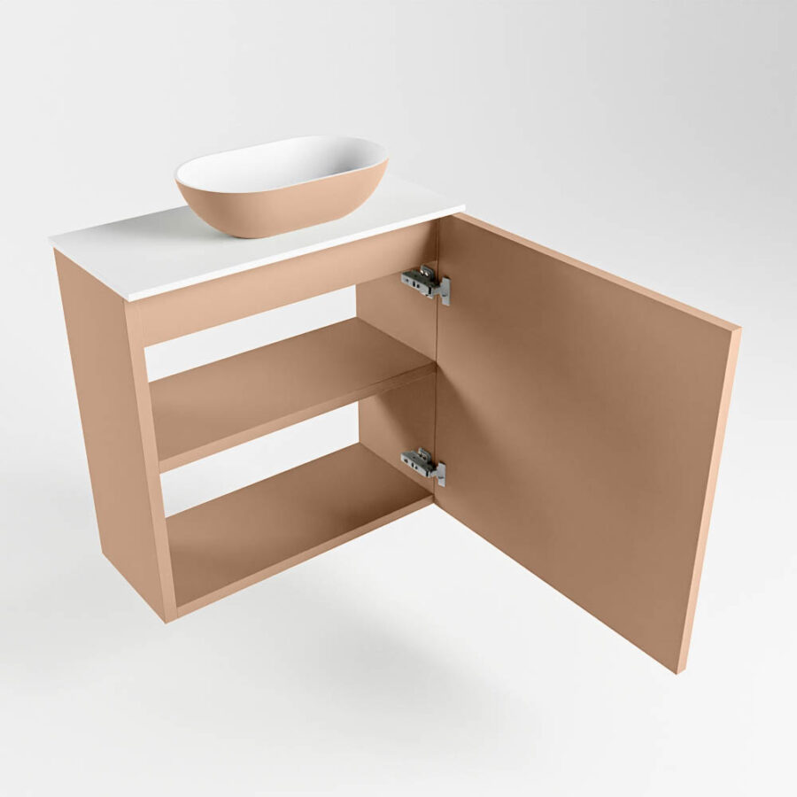 MONDIAZ FOWY toiletmeubel 50cm kleur rosee. Waskom positie rechts kleur rosee | talc. Met 1 kraangat - Afbeelding 6