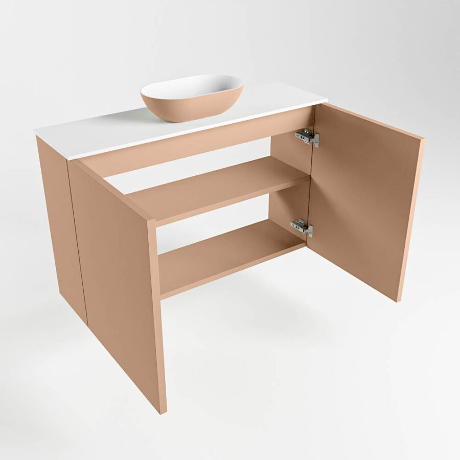 MONDIAZ FOWY toiletmeubel 80cm kleur rosee. Waskom positie midden kleur rosee | talc. Met 1 kraangat - Afbeelding 6