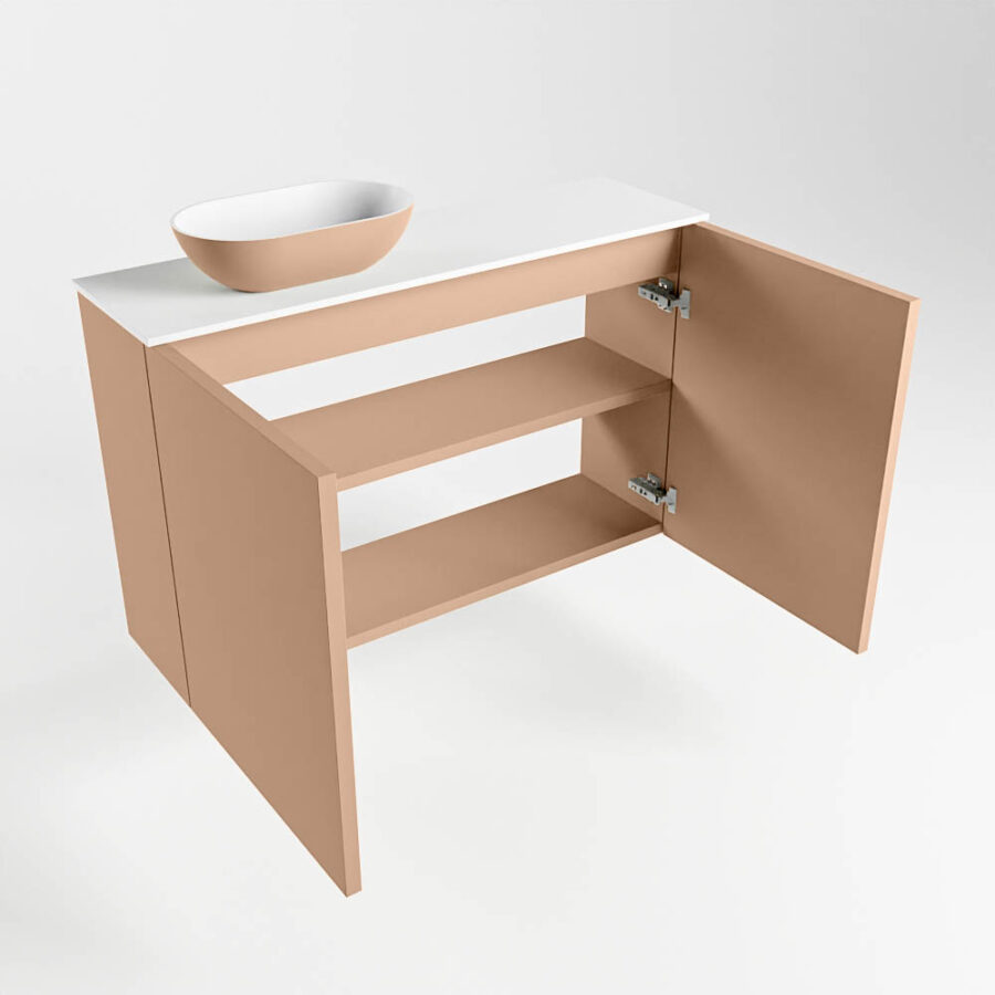 MONDIAZ FOWY toiletmeubel 80cm kleur rosee. Waskom positie links kleur rosee | talc. Met 1 kraangat - Afbeelding 6