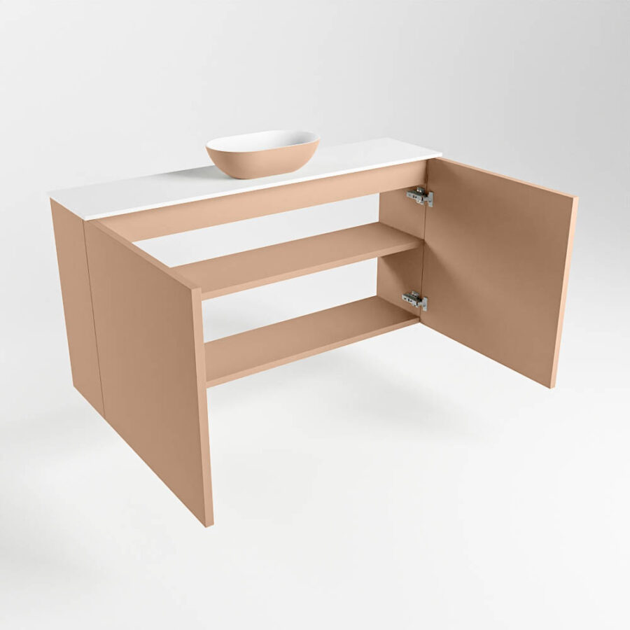 MONDIAZ FOWY toiletmeubel 100cm kleur rosee. Waskom positie midden kleur rosee | talc. Zonder kraangat - Afbeelding 6