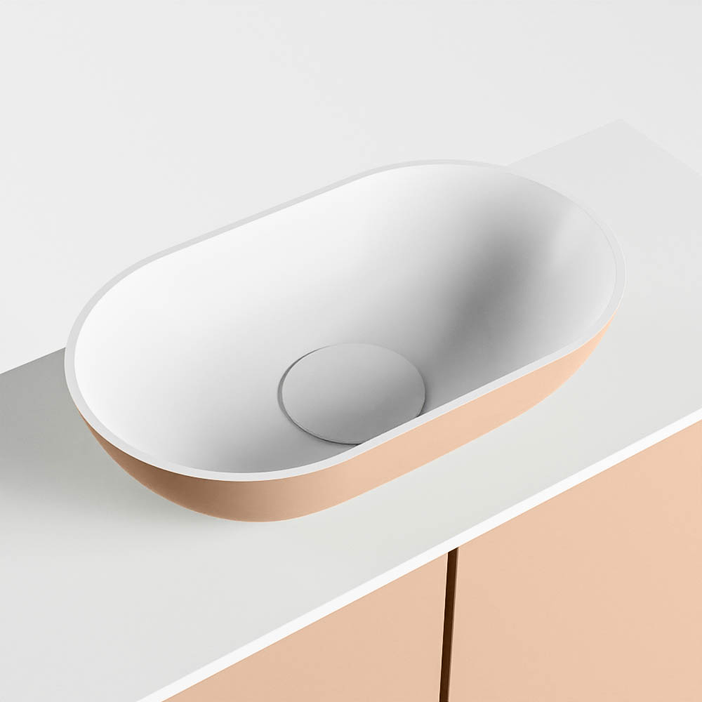 MONDIAZ FOWY toiletmeubel 60cm kleur rosee. Waskom positie midden kleur rosee | talc. Met 1 kraangat - Afbeelding 7