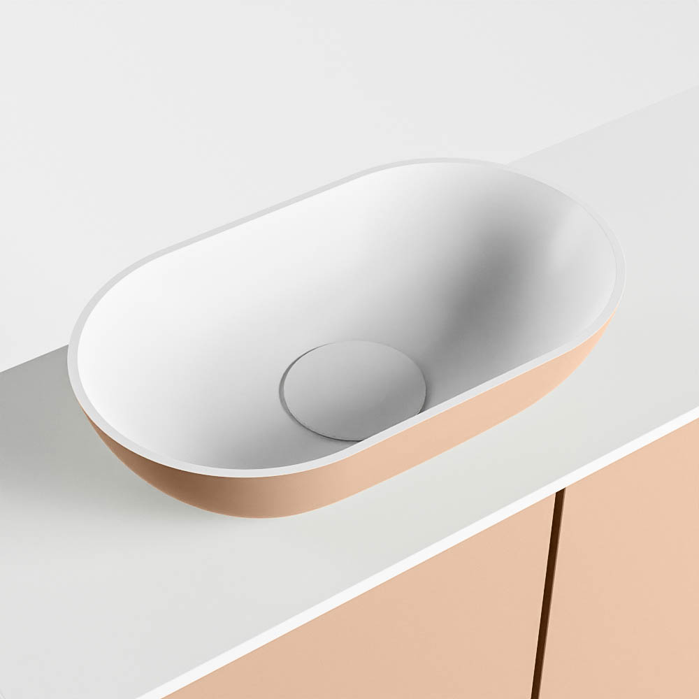 MONDIAZ FOWY toiletmeubel 60cm kleur rosee. Waskom positie links kleur rosee | talc. Met 1 kraangat - Afbeelding 7